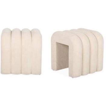 Set di 2 pouf contemporanei in tessuto beige