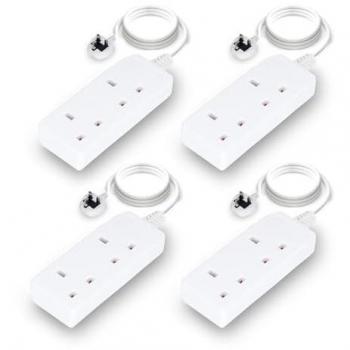 Dual Gang 2m Extension Lead with UK Plug