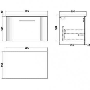Nuie Deco Wall Hung Single Drawer Vanity Unit