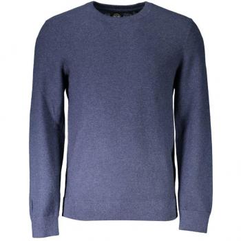 Dockers, Round-neck Knitwear, male, Blue, Size: L Blue Cotton Crew Neck Sweater