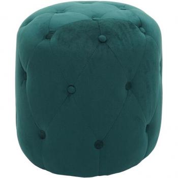 Puf Estilo Otomano 42x39cm en Terciopelo Verde Oscuro
