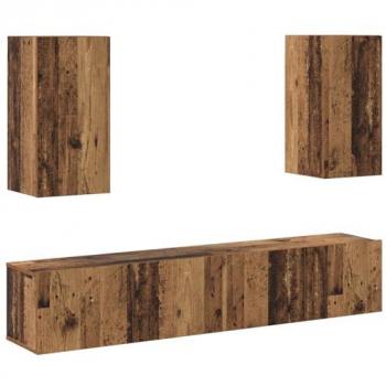 VidaXL 4‑Piece TV Stand Set – Vintage Oak, 80×30×30 cm, Engineered Wood