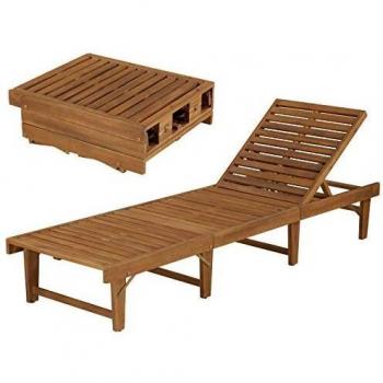 Acacia Wood Folding Sun Lounger