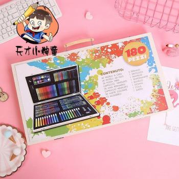 Boîte d'artiste en bois – Kit aquarelle 180 pcs