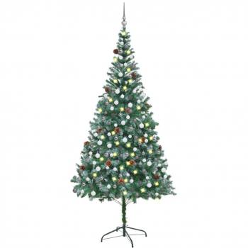 Pre-lit Christmas Tree with Ball Set and Pinecones 210 cm vidaXL