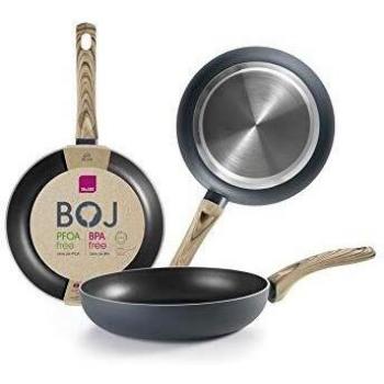 Sartén Ibili Bux 20 cm, Aluminio ligero, Mango de madera, Antiadherente Xylan, Compatible con inducción
