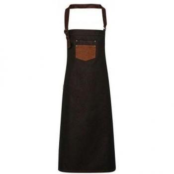 Division Waxed Look Faux Leather Denim Bib Apron