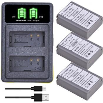 Durapro Dual BLN-1 Battery Pack with LED USB Charger for Olympus OM-D E-M1 E-M5 PEN-F EP5