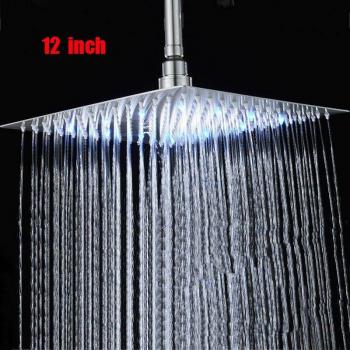LED Chrome Rainfall Shower Faucet with Temperature Sensor