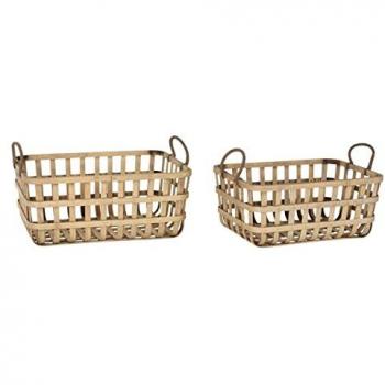 DKD Home Decor-Juego de Cestas DKD Home Decor Bambú Tropical (44 x 31,5 x 25 cm)