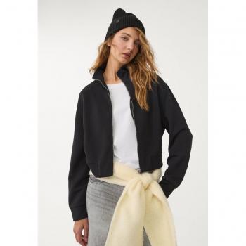 Soft‑Touch Stradivarius Zip Sweatshirt, Black – Small