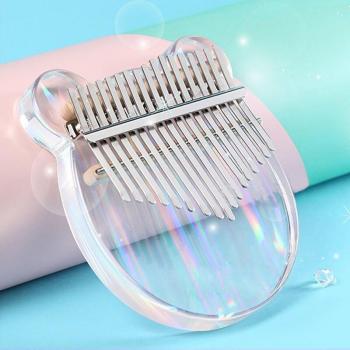 17-Key Transparent Kalimba with Bear Design
