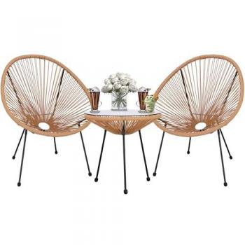 Salon de jardin Springos® - 2 chaises et table basse - Résistant aux intempéries