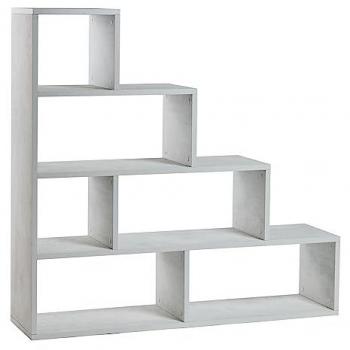 Libreria a scala 150x37x144H cm 4 livelli in kit colore Bianco Ossido