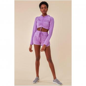 Cosmochic Jersey Short Set With Drawstring Top - Purple