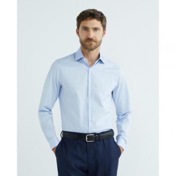 Camisa de Hombre CK Azul con Estilo a Rayas