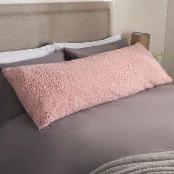 Blush Teddy Fleece Long Bolster Pillow - Body & Pregnancy Support Cushion