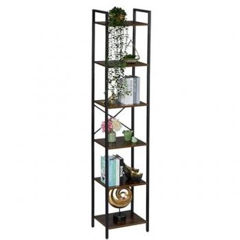 Libreria Relaxdays 187x40x32 cm, 8 Ripiani, Stile Industriale