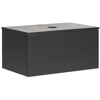Beliani - Mobile da bagno sospeso a parete con frontale scanalato a 1 cassetto 80 x 52 cm Nero Alzira
