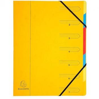 Classificatore pinzato con elastici 7 scomparti - Giallo