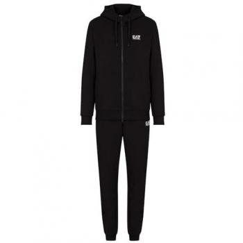 Emporio Armani EA7 Men's 2XL Black Hoodie & Jogger Training Ensemble