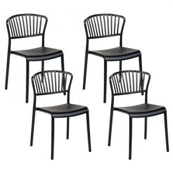 Lot de 4 chaises empilables en plastique noir Gela