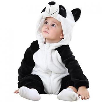 Grenouillère à capuche pour bébé en flanelle - 0-36 mois - Panda - 110 cm