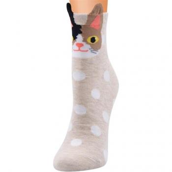Colorful Cat Patterned Cotton Socks for Ladies