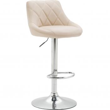 Tabouret de Bar Haute avec Coutures Décoratives – PVC Crème, pieds métalliques