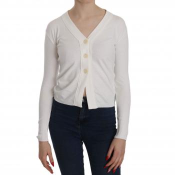 Byblos Women's White V-neck Cropped Cardigan