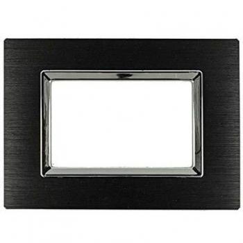 SANDASDON Placca Reflex 3M In Metallo Satinato Colore Nero Compatibile Con Con Bticino Living