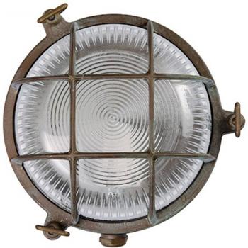 Tortuga Wall Sconce by Moretti Luce, Antique Brass Finish, Transparent Glass