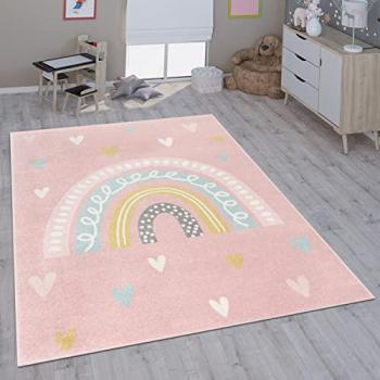 Tappeto cameretta bambine 80x150 cm, Rosa Bianco - Paco Home