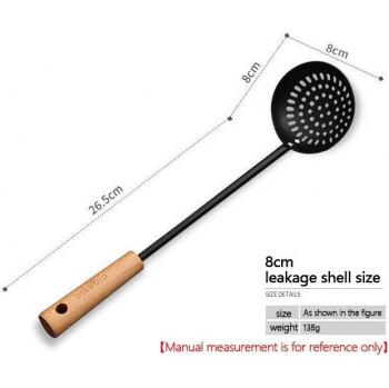 Black Iron Non-Stick Cookware Set with Wooden Utensils