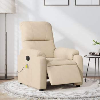 VIDAXL Poltrona Reclinabile Massaggiante Elettrica Crema Microfibra