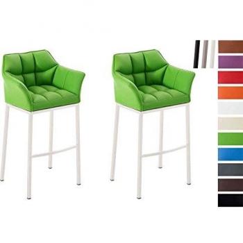 Set di 2 sgabelli bar Damaso in similpelle verde e bianco