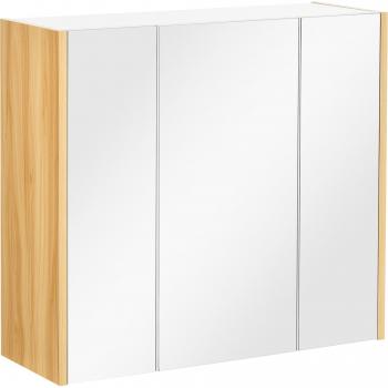 KLEANKIN Armadietto Specchiera Bagno A 3 Ante Con Mensole Regolabili 68x22x60cm Bianco