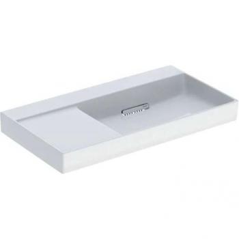Geberit ONE Waschtisch Abgang horizontal – Ablagefläche links, 90 × 14,2 × 48 cm, 505.04, ohne Hahnloch