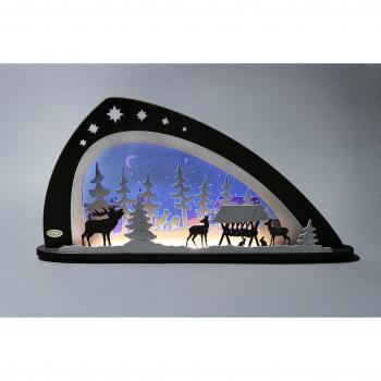Weigla Lichterbogen „Waldtiere“ – moderner LED‑Schwibbogen aus Holz und Acrylglas (schwarz/blau)
