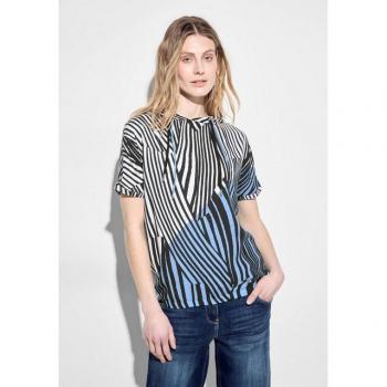 Kapuzenshirt CECIL – Streifenmuster, 100 % Viskose Vorderseite, 50 % Modal / 50 % Baumwolle Rückseite, Hüftlang, Bündchen