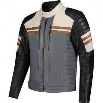 Rusty Stitches Giacca Moto Steve Nero-Beige-Grigio-Marrone