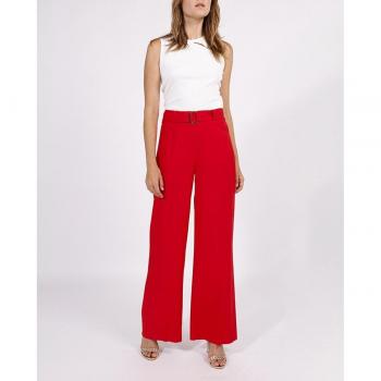 Pantalón de Vestir con Detalle de Cinturón de Tela y Hebilla