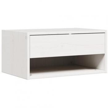 Table de Chevet Murale en Pin Massif Blanc 50 x 32,5 x 24 cm