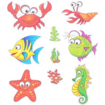 9Pcs Cartoon Anti-Slip Bath Stickers for Kids (Shrimp Crab)