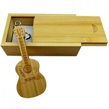Gitarrenförmiger Ahornholz USB-Stick in Holzbox