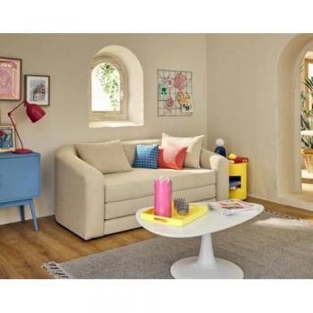 Canapé convertible Nuvia 2 places velours texturé beige