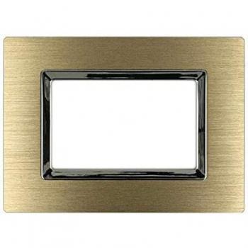 Placca Reflex 3M In Metallo Satinato Colore Oro Compatibile Con Con Bticino Living