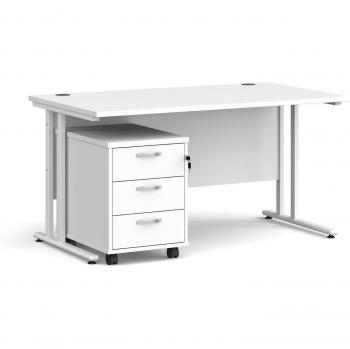 Maestro 25 Straight Desk with 3 Drawer Pedestal - 1400mm