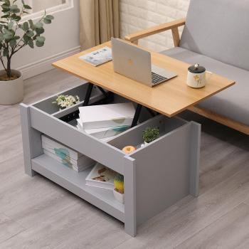 Wooden Grey Coffee Table with Hidden Compartments