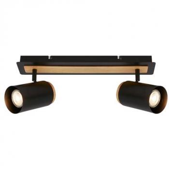 Deckenstrahler Duta, 40 cm, schwarz/holzfarben, 2-flammig